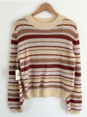 NWT Little Moon Aritzia Gardenia Crewneck Sweater Wool Mohair Oversized Striped